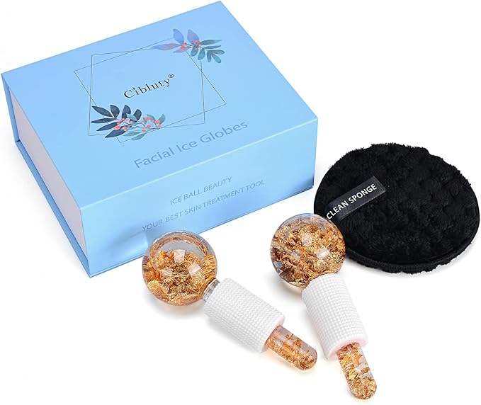 Ice Cryo Sticks Facial Globe with Golded Essence- 2PC Cooling Globes for Cold or Hot Skin Massagers, Face Globe for Skin Care Routine-VivaGrace Women