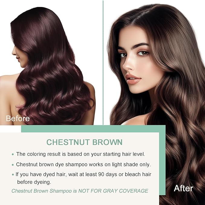 Brown Hair Dye Shampoo, Hair Color Shampoo for Women Men, Colors in Minutes, Champu para Canas, Easy to Use 16.90 Fl Oz-VivaGrace Women