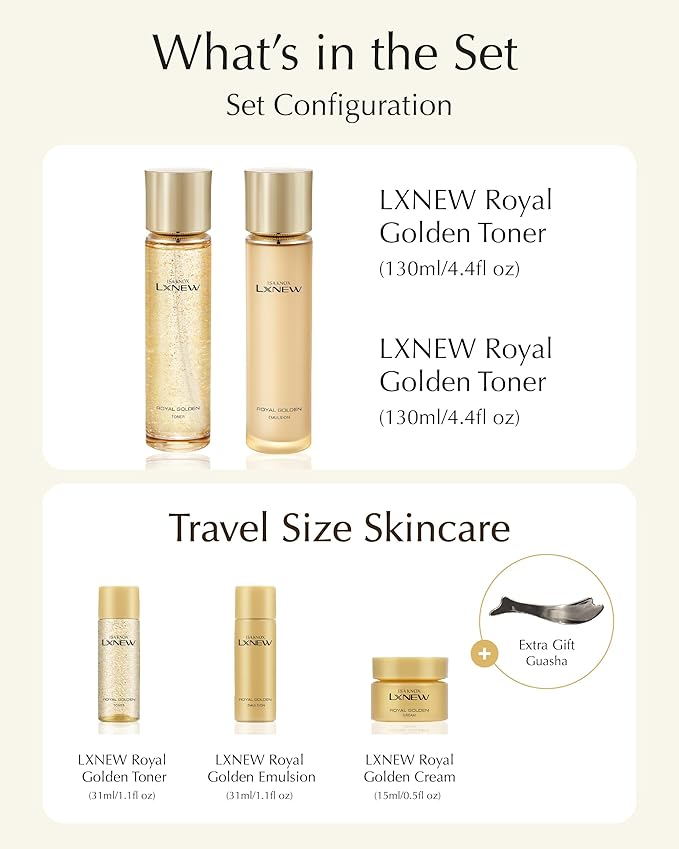 ISA KNOX LXNEW Royal Golden Skincare Gift Set (11.4fl oz) - Luxury Gift Set for Rejuvenation and Youthful Radiance. Korean Skincare by LG Beauty. Royal Peptides & Jelly, Niacinamide,-VivaGrace Women
