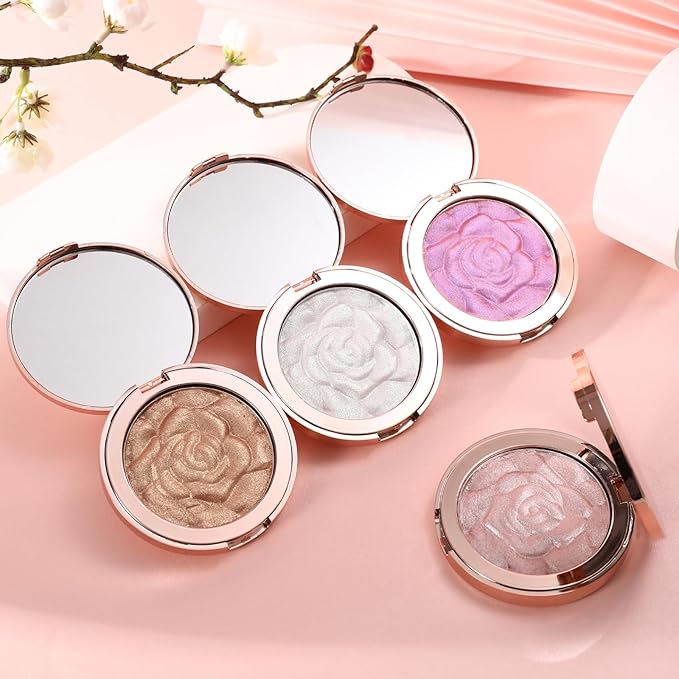 Highlighter Makeup, Cream Highlighter, Face Highlighter, Long Lasting Glitter Highlighter Makeup Palette - Purple Highlighter Makeup-VivaGrace Women