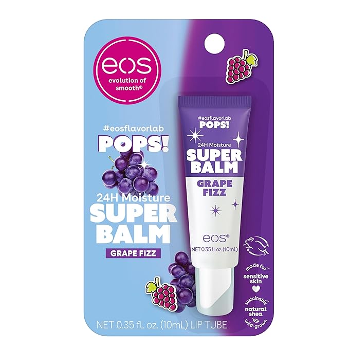 eos 24H Moisture Super Balm- Grape Fizz, Limited-Edition Lip Mask, 0.35 fl oz-VivaGrace Women