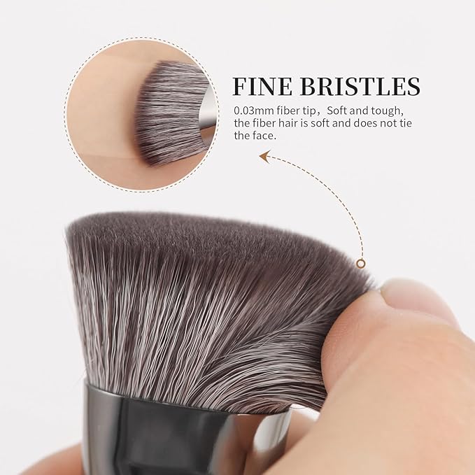 DUcare Foundation Brush Contour Bronzer Self Tanner Makeup Brushes for Liquid Makeup Flat Top Professional Buffing Blending Mineral Powder Face Brush, Black-VivaGrace Women