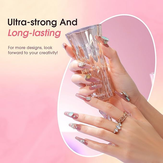 ROSALIND Poly Nail Gel Kit -8 Colors + White Brown Accessories Clear Nude Poly Nails Gel Starter Kit With Slip Solution Nude Pink Extensions Set with Mini UV Lamp-VivaGrace Women