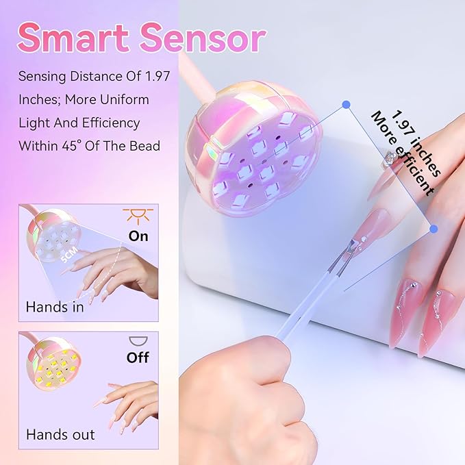 Makartt UV LED Nail Lamp - Gooseneck UV Light for Nails Cordless Rechargeable USB 39W Dryer LED Lamp with Auto Sensor 4 Timer Settings Fast Curing for Nail Art Polish (Glazed Pink)-VivaGrace Women