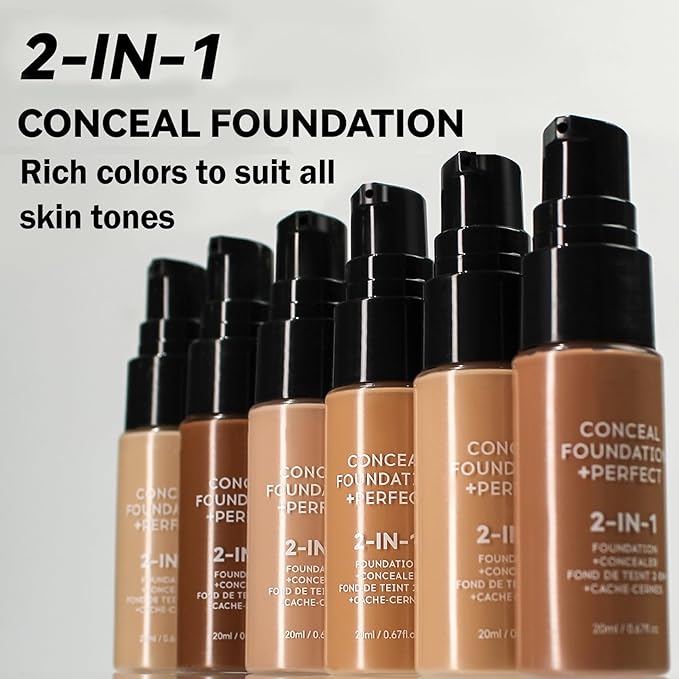 Concealer Full Coverage Foundation for Mature Skin,Oil Control Matte 2 in 1 Concealer liquid Foundation Makeup Waterproof Base De Maquillaje Alta Cobertura-03 Warm Ivory-VivaGrace Women
