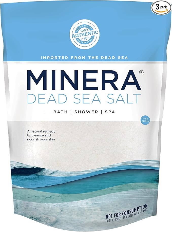 Minera Fine Grain Dead Sea Salt for Bath & Soaking – 57 lbs (3 x 19 lb Bags), Fast-Dissolving, 100% Pure & Natural, Unscented, Skin-Nourishing Bulk Sea Salt-VivaGrace Women
