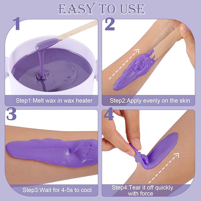 PURPLESKY 80oz Hard Wax Beads Bulk - Hair Removal Waxing for Body Face Back Underarm Leg - At Home Salon - SPA Choice - Quick Coarse Remove - Long Lasting-VivaGrace Women