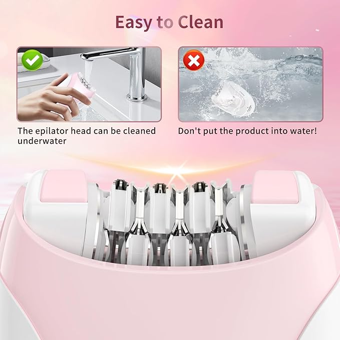 Smooth Glide Epilators Hair Removal for Women, 2 Speed Hair Removal Device with LED Light, Portable Rechargeable Face Epilator, Epilator for Women Face, Bikini, Arm, Legs, Armpits-VivaGrace Women