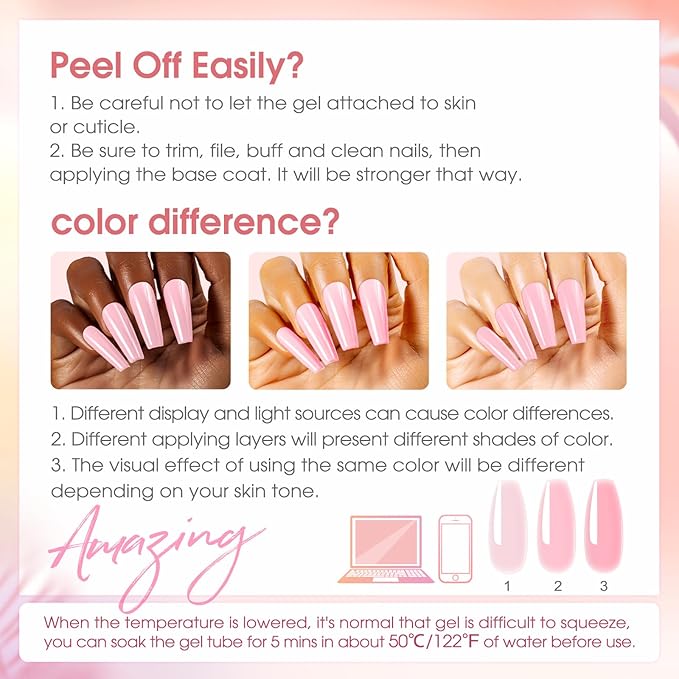 ROSALIND 8PCS Poly Nail Gel Kit with Mini Nail Lamp Clear Nude Purple Brown Poly Extension Gel Kit Mini Starter Kit-VivaGrace Women