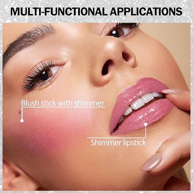 DAGEDA 3PCS Glitter Lipstick, Moisturizing Glossy Color Changing Lip Balm, Long Lasting Shimmer Lipstick, Nonstick Color Change Lipstick, Waterproof Glitter Lip Balm for Festival-VivaGrace Women