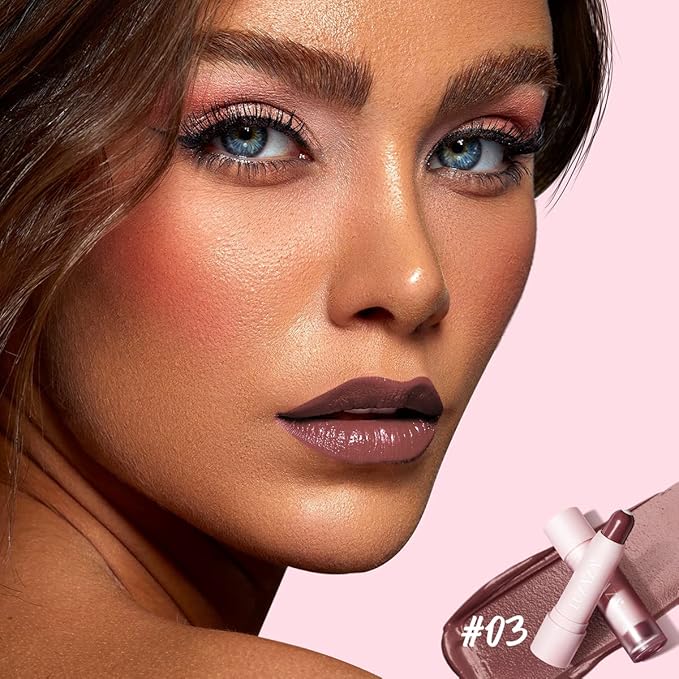 Tinted Lip Balm Chapstick with Color, Natural Semi - Gloss Finish, Hydrating/Coloring 2 in 1 Moisturizer Lip Stick for Girls & Women #03 Nude-Mauve-VivaGrace Women