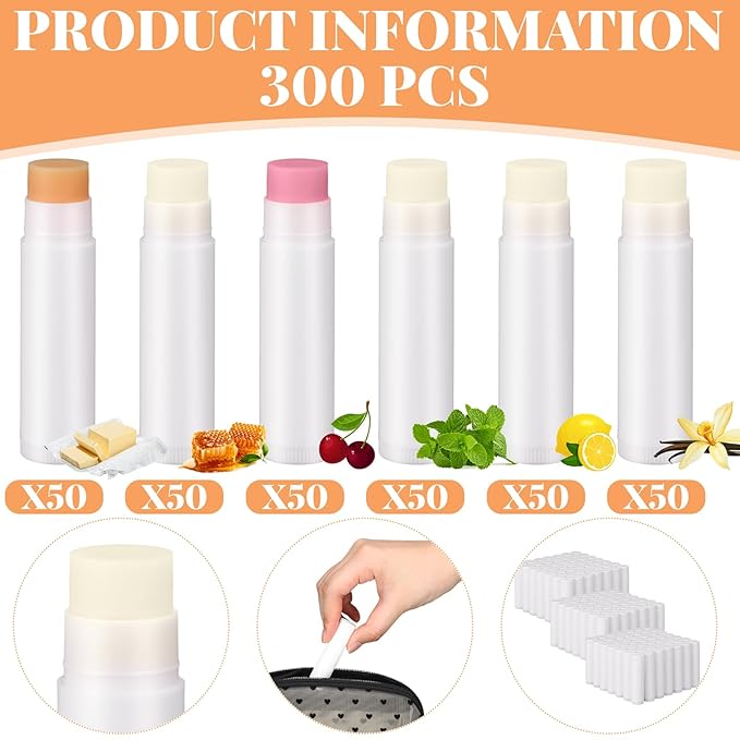 Demissle 300 Pcs Unlabeled Lip Balms Bulk Chapped Stick Blank Mini Lip Balm Gifts Moisturizing Lip Balm Party Favors for Women Homeless Guests Wedding Bridal Shower Baby Shower Favors(Mixed Flavor)-VivaGrace Women