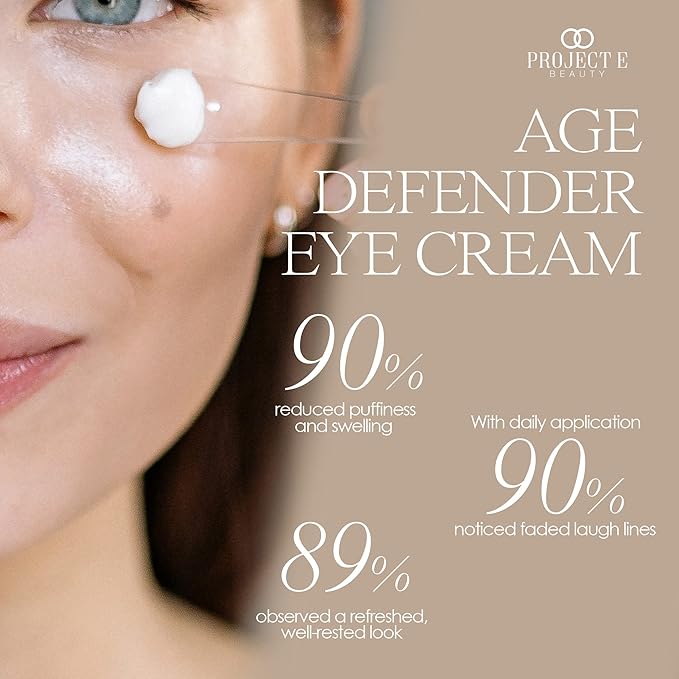 Project E Beauty Age Defender Eye Cream Brightens & Smooths Under Eyes | Reduce Puffiness, Lines & Dark Circles | Anti-Aging & Hydrating | Wrinkle Smoothing Eye Cream Treatment | 15g-VivaGrace Women