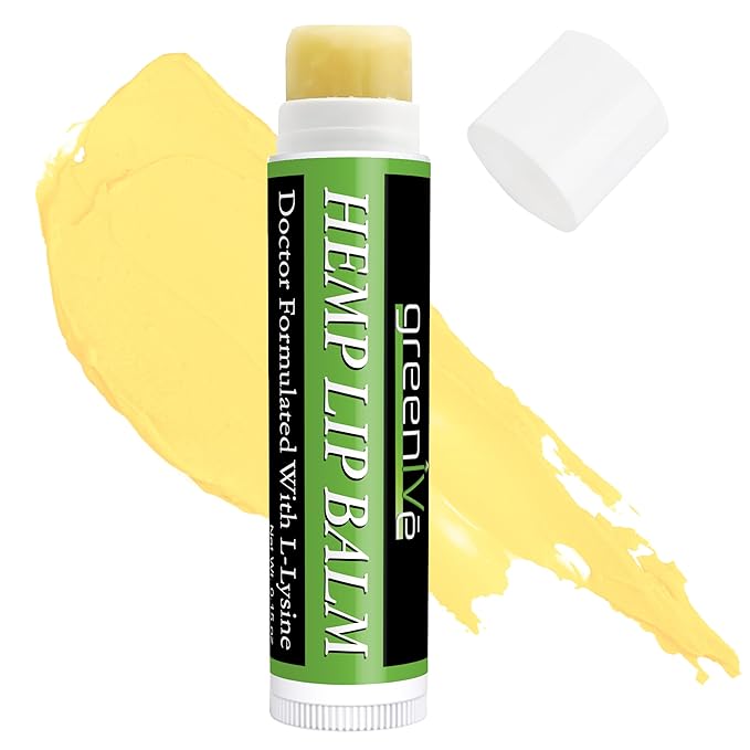GreenIVe Hemp Lip Balm, Vegan, Omegas 3 & 6, Vitamin E, L-Lysine, Hydrating Handcrafted (1)-VivaGrace Women