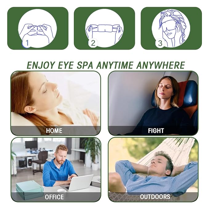 Steam Eye Masks for Dry Eyes, Heated Eye Mask Reduce Puffiness & Dark Circles, Hydrate & Soothe Tired Eyes, Travel Essentials, Business Trip, Party Favors, Green Tea 20 Packs-VivaGrace Women