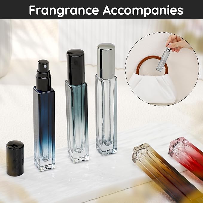 Segbeauty Glass Perfume Bottle Set, 5 Pack of 10ML Portable Perfume Travel Refillable, Empty Atomizer Sprayer for Perfume Cologne Dispenser, Travel Sample Bottles Perfume Making Kit with Refill Tool-VivaGrace Women
