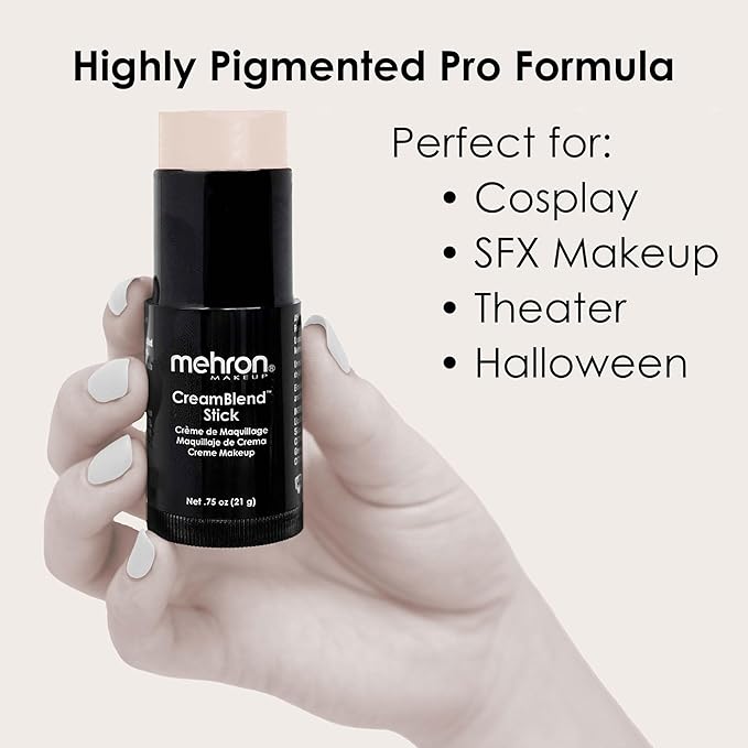 Mehron Makeup CreamBlend Stick | Face Paint, Body Paint, & Foundation Cream Makeup | Perfect for Halloween .75 oz (21 g) (Butterfly Ivory)-VivaGrace Women