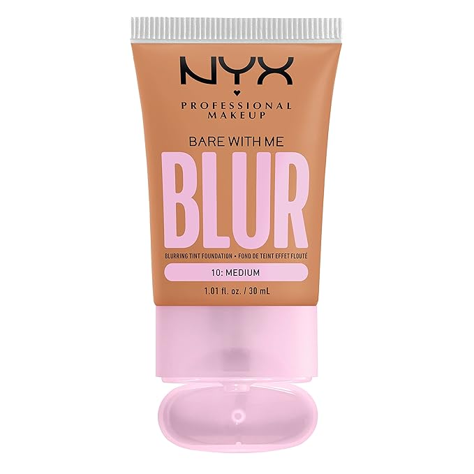 NYX PROFESSIONAL MAKEUP Bare With Me Blur Skin Tint Foundation Make Up with Matcha, Glycerin & Niacinamide - Medium-VivaGrace Women