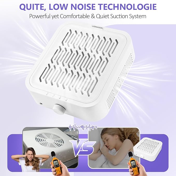 LIONVISON Nail Dust Collector for Salons: Vacuum Fan Dust Suction Machine for Beginners DIY - Manicure Pedicure Tool with Reusable Filter for Home-VivaGrace Women