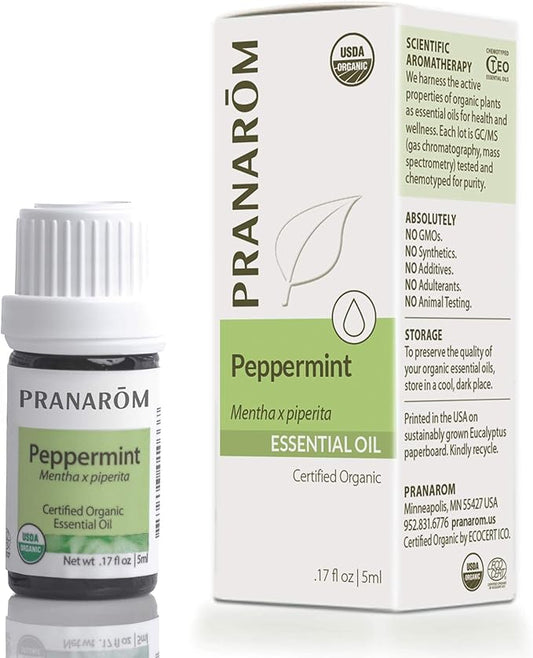 Pranarom USDA Certified Organic Peppermint Essential Oil (5ml), 100% Pure Undiluted Therapeutic Grade from India for Aromatherapy, Diffuser, Topical, Cooling, Massage & Relaxation-VivaGrace Women
