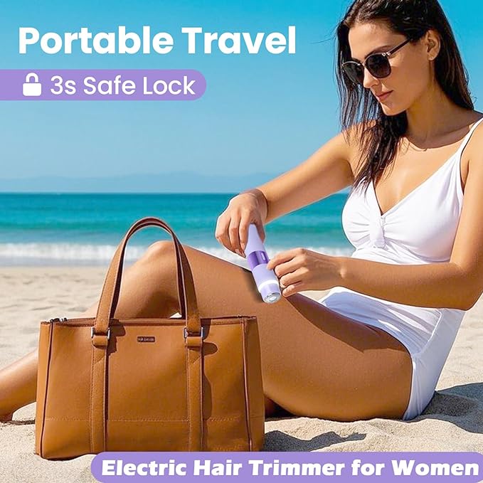 Bikini Trimmer for Women, Glow Aura Womens Shaver, Quiet Dual Head Waterproof Cordless Rechargeable Painless Trimmer for Underarms, Legs, Body (Purple)-VivaGrace Women