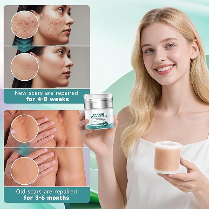 Scar Suite Bundle, Advanced Silicone Scar Cream and Scar Sheets, Advanced Scar Treatment for Surgery, Burns, and Injuries, Professional Grade Results-VivaGrace Women