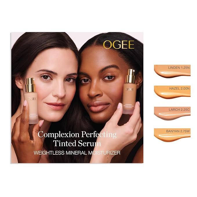 Ogee Complexion Perfecting Liquid Foundation - Lightweight Tinted Moisturizer For Face (Banyan 2.75W - Light Medium, Warm-Peach Undertones) - with Vitamin C & Jojoba Oil - Certified Organic-VivaGrace Women