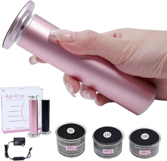 4.8IN Longer Electric Foot Callus Remover with 120pcs Sandpaper Discs, Professional Aluminum Callus Remover for Feet, Stepless Speed Control Pedicure Tools for Dead Skin (Pink-pro)-VivaGrace Women