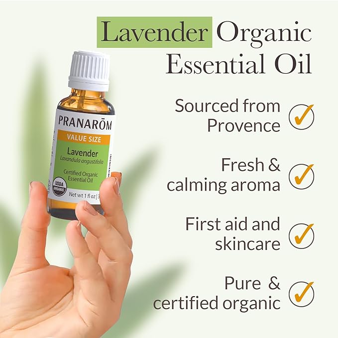 Pranarom USDA Certified Organic Lavender Essential Oil (30ml), 100% Pure Undiluted Therapeutic Grade from French Alps for Aromatherapy, Diffuser, Healthy Skin & Hair, Massage, Relaxation-VivaGrace Women