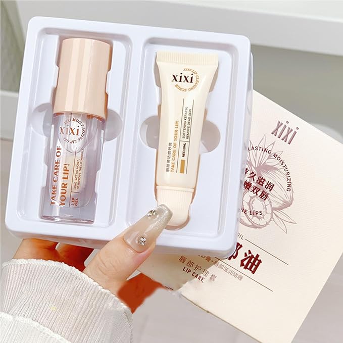 Lip Care Lip Scrub And Moisturizing Gel Set Sleeping Exfoliating Natural plant Oil Korean Therapy For Fuller Plumper-VivaGrace Women