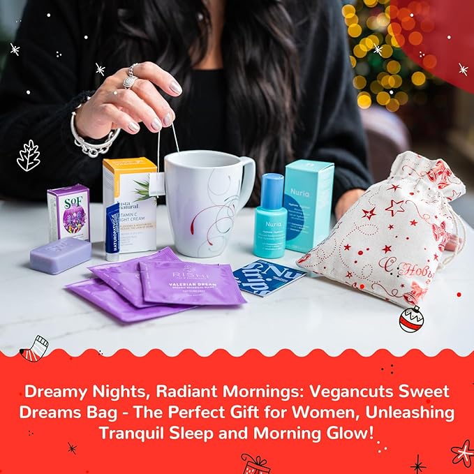 Sweet Dreams Bag - Dreambox Night Time Beauty Set Collection Kit w Night Cream, Tea and Lavander Soap - Skin Care Collection for Vegan Lovers - Great Christmas Gift for Her, Women-VivaGrace Women