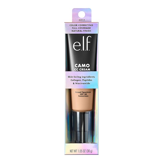 e.l.f. Camo CC Cream, SPF 30 Color-Correcting Medium-To-Full Coverage Face Foundation, Delivers An Airbrushed Finish, Vegan & Cruelty-Free, Light 250 W-VivaGrace Women
