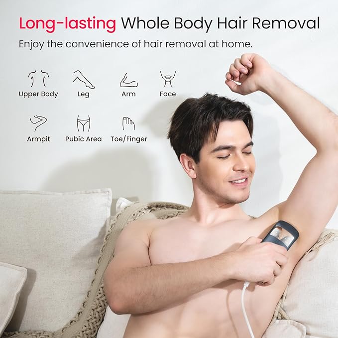 IPL Laser Hair Removal for Men, Dual Lights 100W, 35°F Sapphire Ice-Cooling, Quadruple-Pulse PHR Mode for Stubborn Hair, at Home Hair Removal Device for Armpits, Chest and Leg-VivaGrace Women