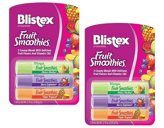 Blistex Fruit Smoothies Lip Moisturizers 3 Sticks 0.10 oz each Pack of 2-VivaGrace Women