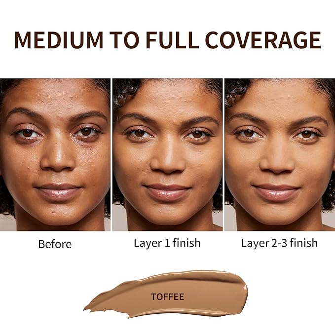 FV Full Coverage Liquid Foundation, Lightweight & Concealing, Long Lasting Matte Foundation Makeup with Flawless Finish, Oil Control Waterproof Foundation for Oily Skin (Toffee Matte)-VivaGrace Women
