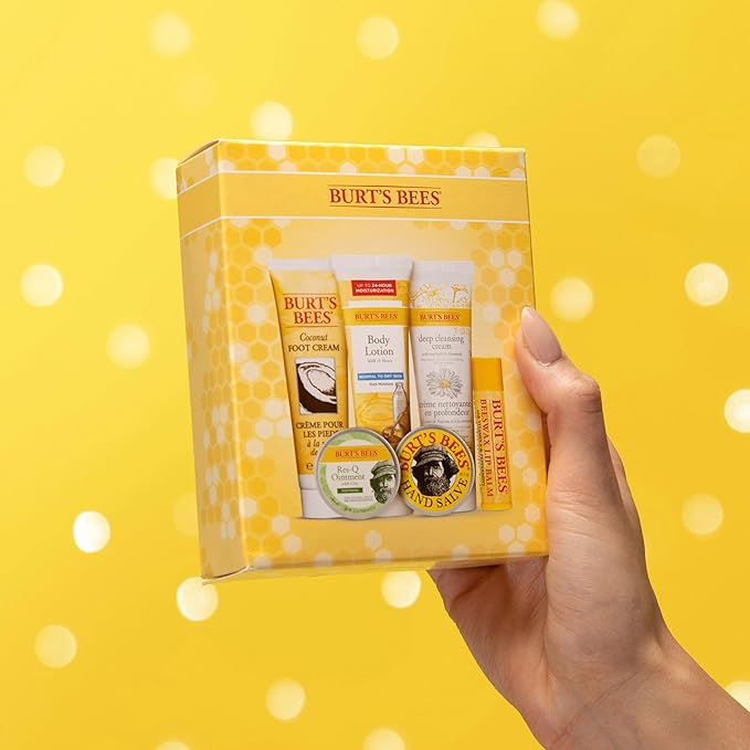 Burt's Bees Back to School Gifts Ideas, 6 College Dorm Products, Timeless Minis Set – Beeswax Lip Balm, Coconut Foot Cream, Milk & Honey Body Lotion, Deep Cleansing Cream, Res-Q Ointment & Hand Salve-VivaGrace Women