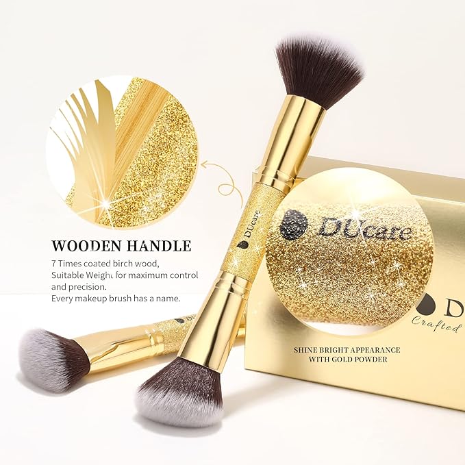 DUcare Makeup Brushes Duo End Foundation Powder Buffer and Contour Brush Synthetic Cosmetic Tools 2Pcs-VivaGrace Women
