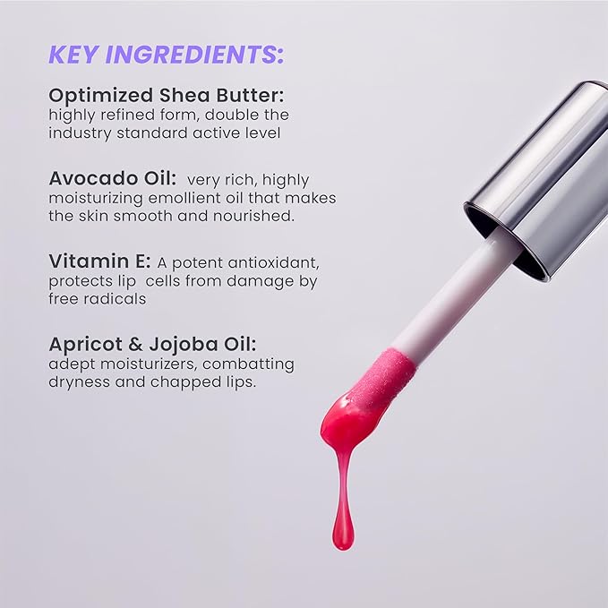 Wonderskin Lip Oil Rehab Serum - Tinted Lip Oil for Women, Hydrating, Moisturizing, and Non-Sticky Red Tint Serum for Dry Lips (Amour)-VivaGrace Women