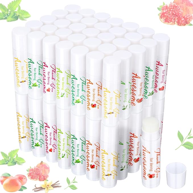 Sinmoe Lip Balm Gifts Thank You for Being Awesome Lip Moisturizer Assorted Flavors Bulk Gifts Beeswax Natural Ingredients Dry Chapped Lip Care Product for Coworkers Women Friend(70 Pack)-VivaGrace Women