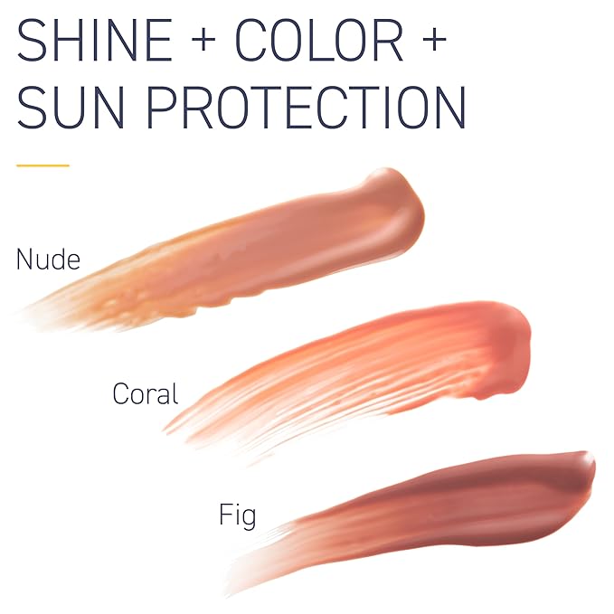 Brush On Block Sun Shine Protective Lip Oil 3 Color Variety Pack, Broad Protection Hydrating SPF 30 Mineral Sunscreen, Nude Tint, Coral, and Fig-VivaGrace Women