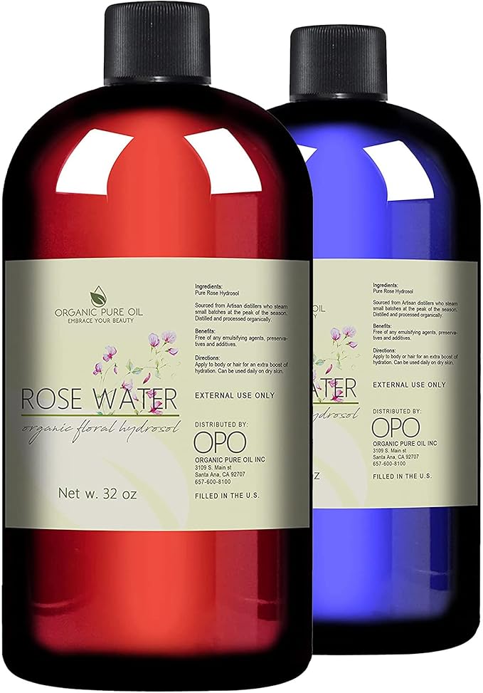 Rose Hydrosol Water - 32 oz - Pure Rose Hydrosol – Hydrating Face Toner Rose Water for Skin and Hair, Linen Spray for Sheets, Room Freshener, Body Spray by Organic Pure Oil - Packaging May Vary-VivaGrace Women