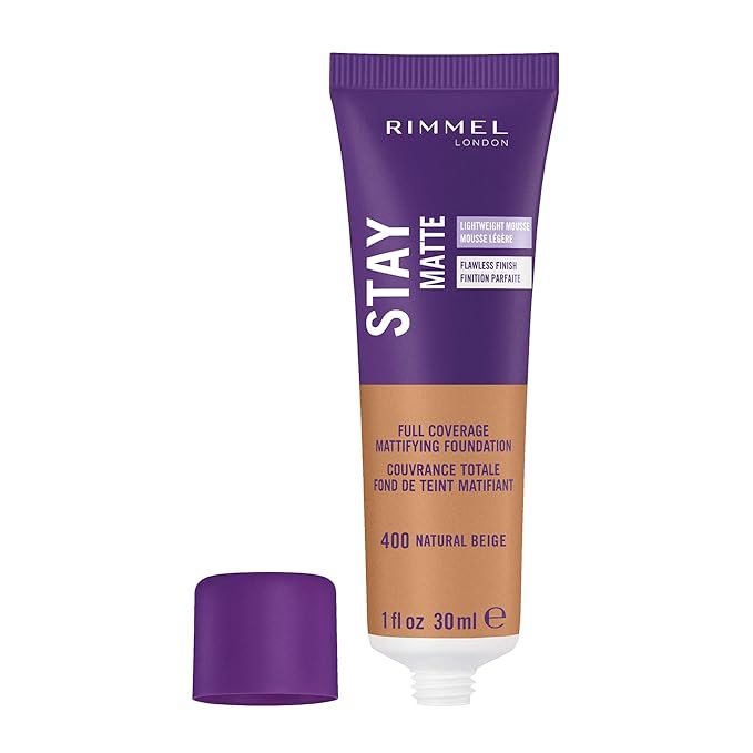 Rimmel London Stay Matte Liquid Mousse - 400 Natural Beige - Foundation, Lightweight, Shine Control, Oil-Free, 1oz-VivaGrace Women