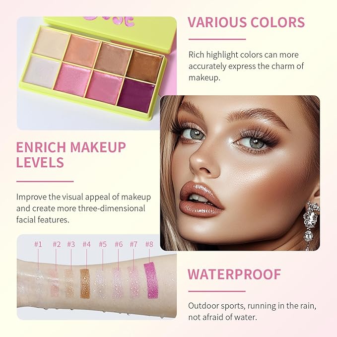 Eyeshadow Stick, Shimmer and Matte Cream Eye Shadow Brightener Sticks Eyeliner Pencil Crayon, Waterproof Long Lasting Eye Highlighter Stick Makeup,0.056 Oz (8-color eyeshadow palette)