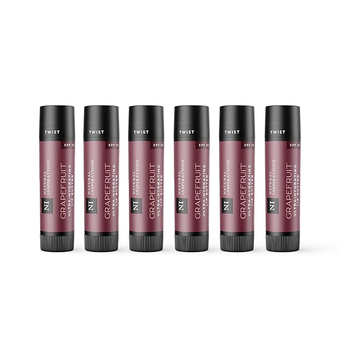 Natural Inspirations Ultra Hydrating SPF 30 Lip Butter 6 Piece Set, Grapefruit-VivaGrace Women