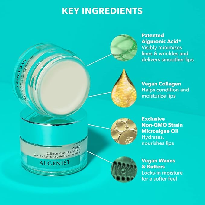 Algenist GENIUS Collagen Nourishing Lip Balm - Vegan Collagen Lip Balm to Help Soothe Dryness for Smooth, Soft, Supple Lips (15ml)-VivaGrace Women