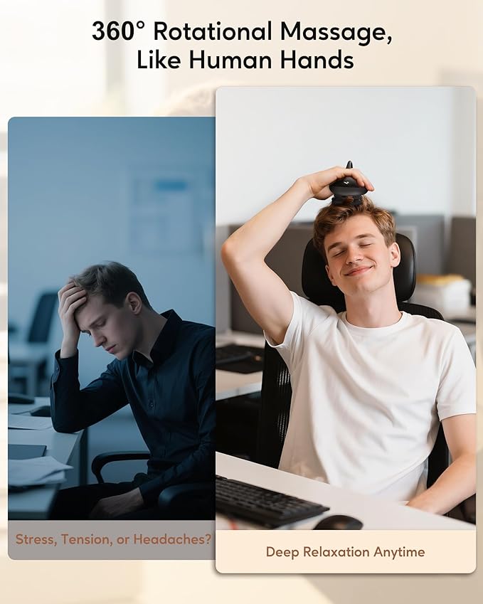 arboleaf Electric Scalp Massager Kneading Head Massager Scalp Stress Relax, Portable 6 in 1 Hair Massage with 12 Removable Massage Claws, Recharagable Head Stratcher, Gift for Mom Dad-VivaGrace Women