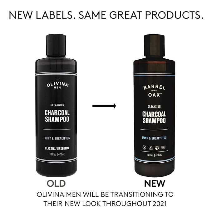 Barrel and Oak - Cleansing Charcoal Shampoo, Clarifying Shampoo, Hair Care for Men, Deep Cleans & Purifies, Hydrates & Soothes Dry Scalp, Essential Oil-Based Scent, Vegan (Mint & Eucalyptus, 16 oz)-VivaGrace Women