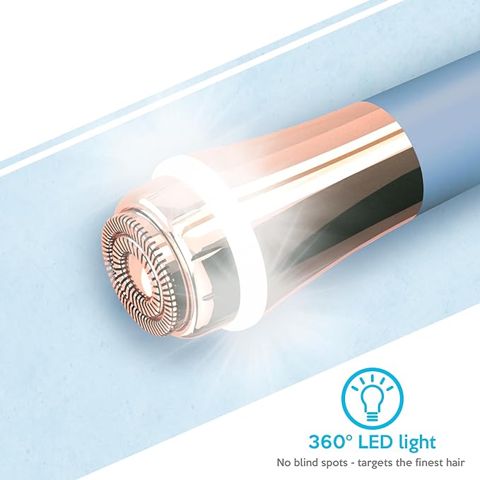 Flawless Facial Hair Remover for Women Painless Electric Razor Epilator Trimmer Shaver with 18K Gold-Plated, 16mm Dual Ring Floating Head, USB Rechargeable, 360° LED for Face Lip Hair Removal-VivaGrace Women