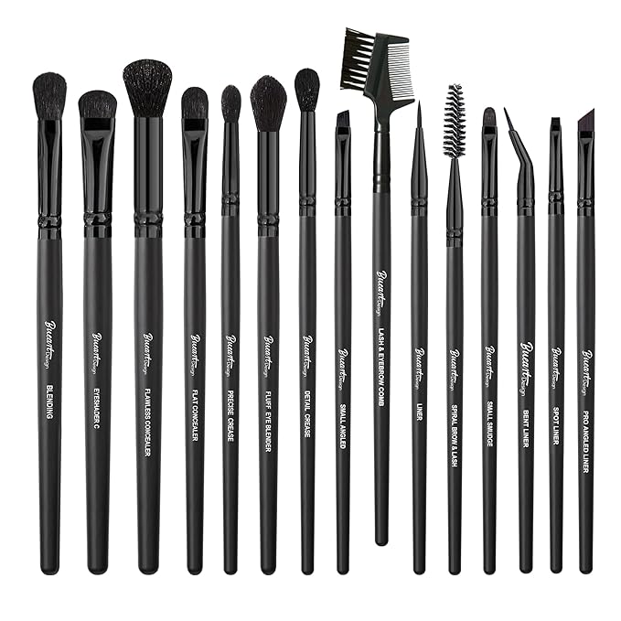 Bueart Design 15Pcs Professional Eyeshadow Brush Set For Eye makeup Blending,Brow grooming,Concealing,eyeshader, With premium ultra soft synthetic vegan Hair-VivaGrace Women