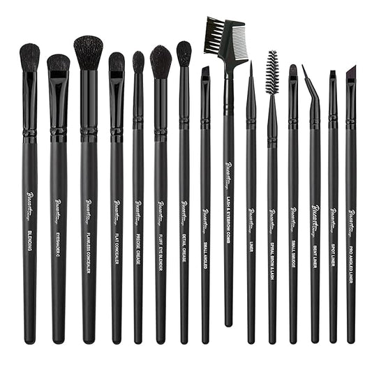 Bueart Design 15Pcs Professional Eyeshadow Brush Set For Eye makeup Blending,Brow grooming,Concealing,eyeshader, With premium ultra soft synthetic vegan Hair-VivaGrace Women